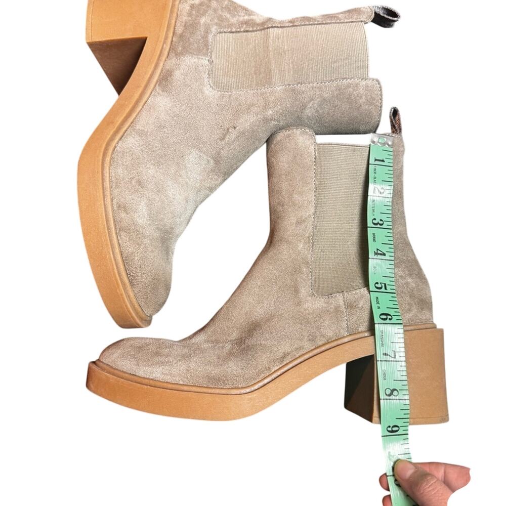 Dolce Vita Gage Crepe Suede Chunky Block Heel Ankle Boot Size 9 M y2K Western - Picture 4 of 16